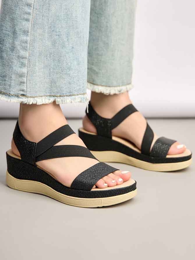 Arsinoe - Sandaler med elastikremme over vristen og høj sål